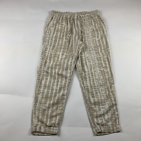 Old Navy Tan Tie Dye Linen Blend Slim Leg Ankle Pant M - Picture 1 of 7